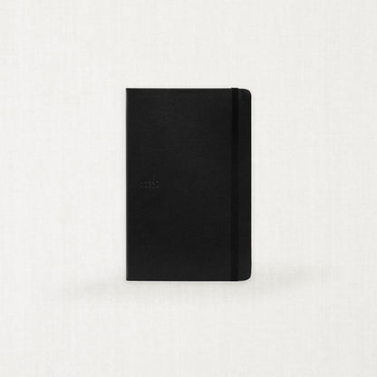 Labovarde Business Diary in black — Front view showing the elastic band and blind debossed logo