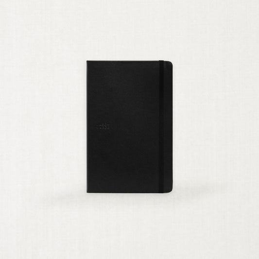 Labovarde Business Diary in black — Front view showing the elastic band and blind debossed logo