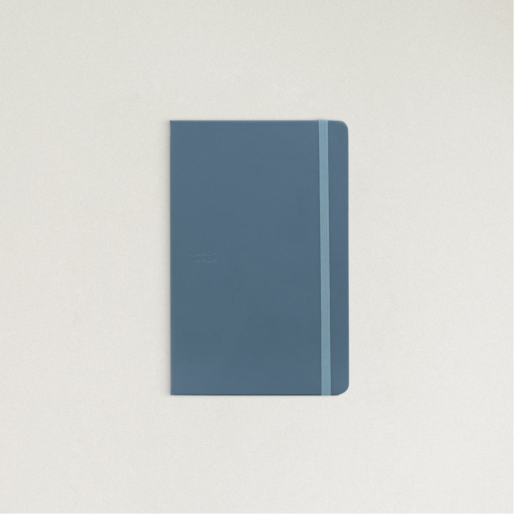 Labovarde Business Diary in Pale Blue — Front view showing the elastic band and blind debossed logo