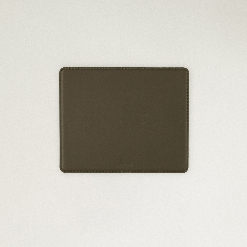 Labovarde Mouse Pad in Etoupe — Flat lay view of the mouse pad centered on a light gray background