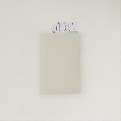 Labovarde Passport Case in Sand Gray — front view showing passport cover and Tickets in Case on a white Background