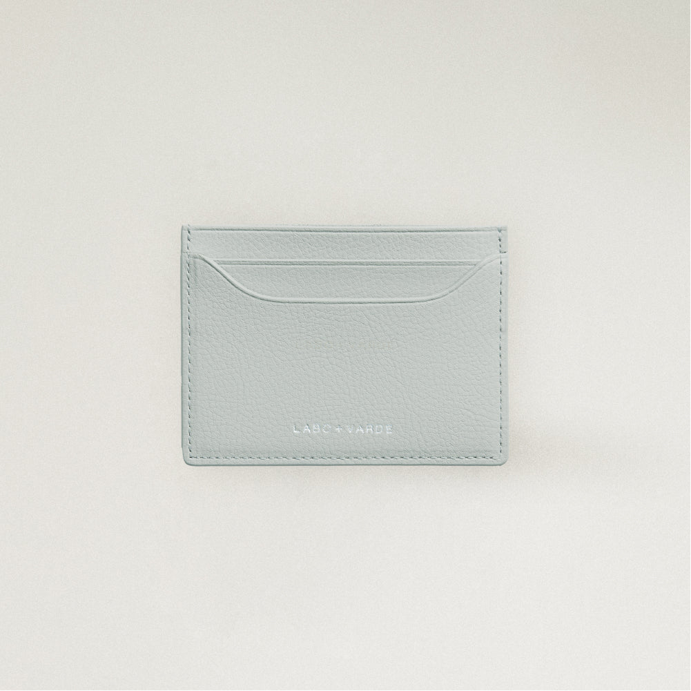 Labovarde Slim Card Wallet in Clear Blue — Front view showing the card slots and silver debossed logo