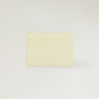 Labovarde Slim Card Wallet in Light Yellow — Front view showing the card slots and silver debossed logo
