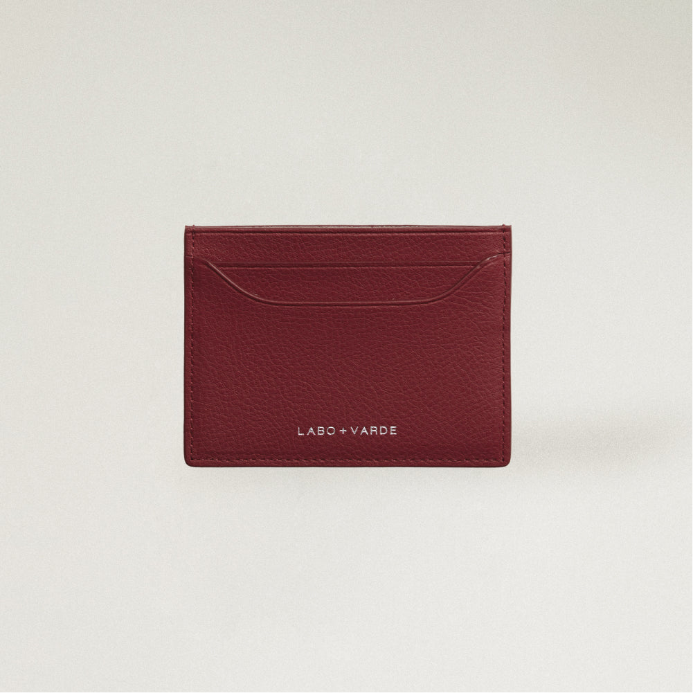 Labovarde Slim Card Wallet in Red — Front view showing the card slots and silver debossed logo