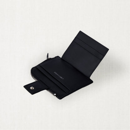 Labovarde Zipper Card Wallet in Black — Flat lay view of an open zipper card wallet